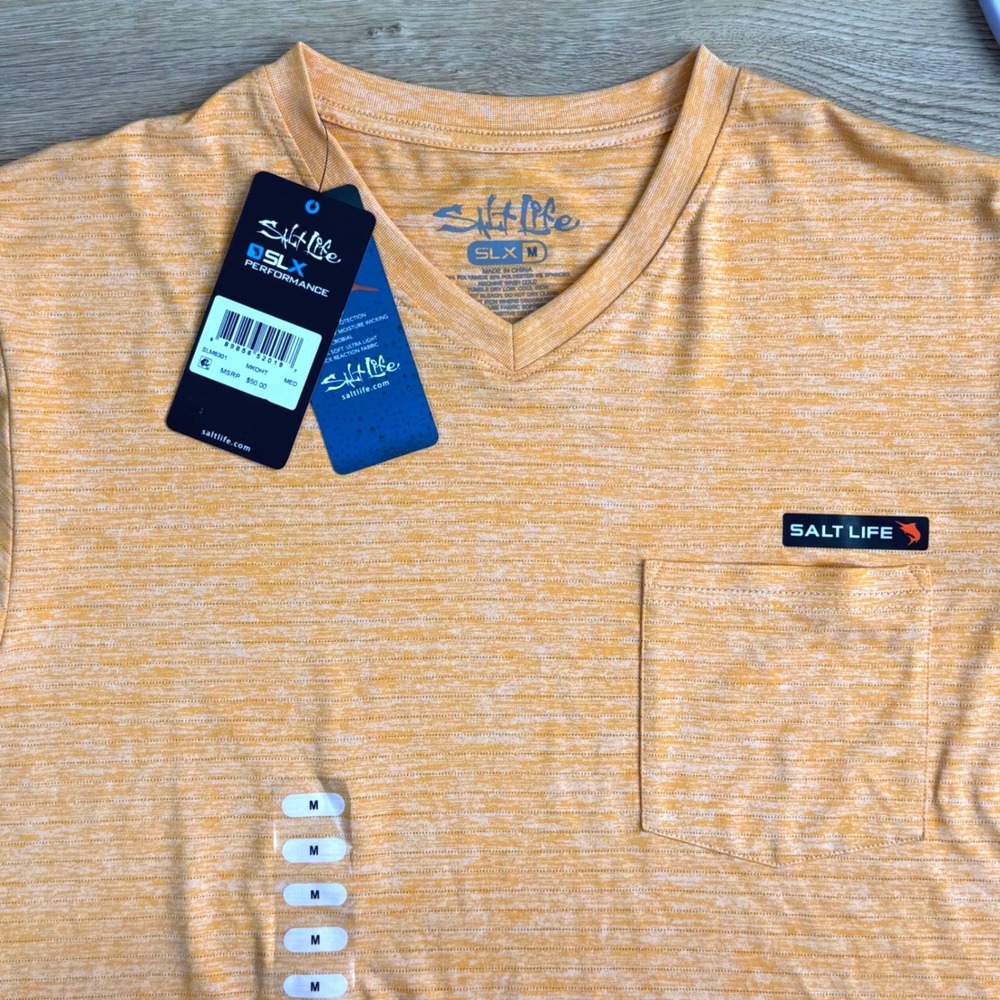 Salt Life(Orange)SLX UVAPOR   Performance Shirt Mens Medium Fisherman BeachUV30